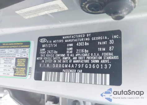 2015 Kia Optima Lx from USA, damaged, VIN 5XXGM4A79FG360137